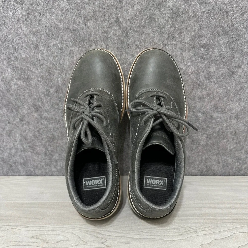 Red Wing Worx 5144 Women's 7.5‎ Steel Toe Oxford Safety Work Shoes Gray Leather